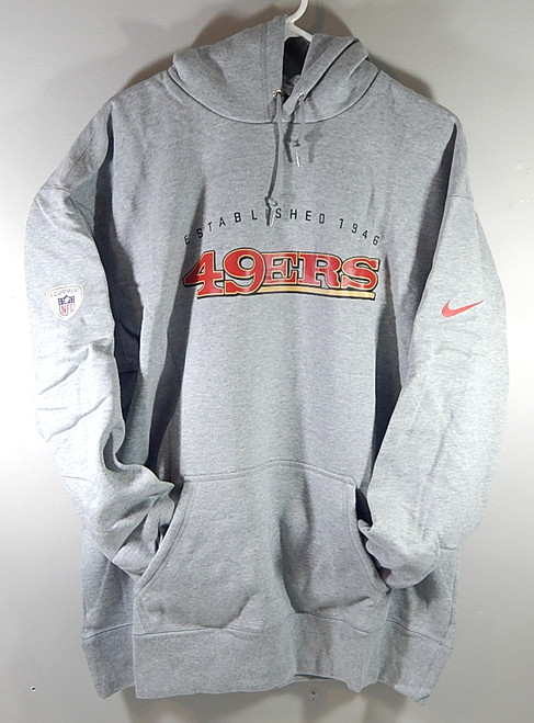 San Francisco 49'ers Nike NFL Team Issued Training Hoodie Sweatshirt Gray XL