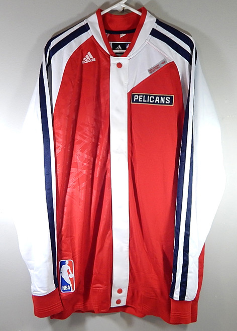New Orleans Pelicans Adidas NBA Team Issued Warm Up Jacket Red White XL +4"