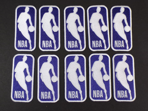 Lot of (10) NBA Official Basketball Logo Purple/White Border Embroidered Patches