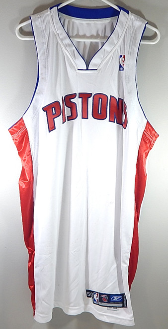 2004-05 Detroit Pistons Reebok Team Issued Blank Jersey White Stained 50 +4"