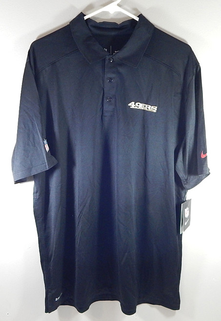 San Francisco 49'ers Nike Dri-Fit Team Issued Polo Golf Shirt Black Large
