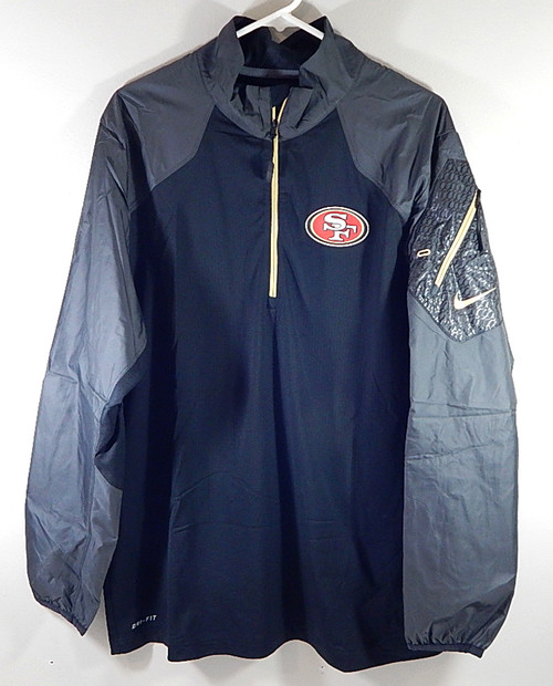 San Francisco 49'ers Nike Dri-Fit Team Issued 1/4 Zip Windbreaker Black Large