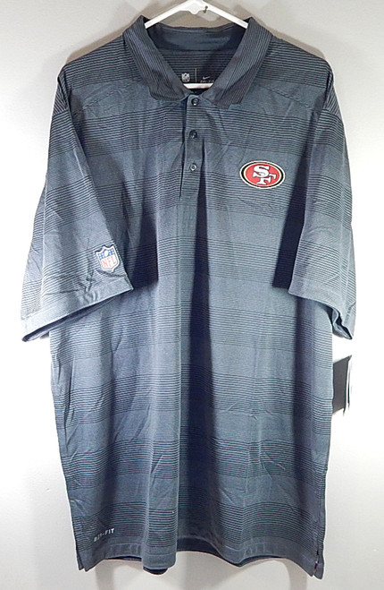 San Francisco 49'ers Nike Dri-Fit Team Issued Polo Shirt Gray Striped XXL