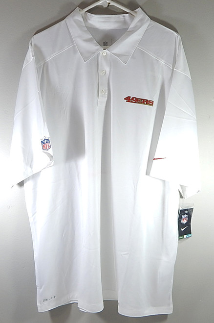 San Francisco 49'ers Nike Dri-Fit Team Issued Polo Golf Shirt White XXL