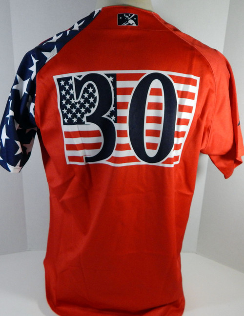 2016 Clearwater Threshers Matt Hockenberry #30 Game Used Red Jersey USA 4 July 9