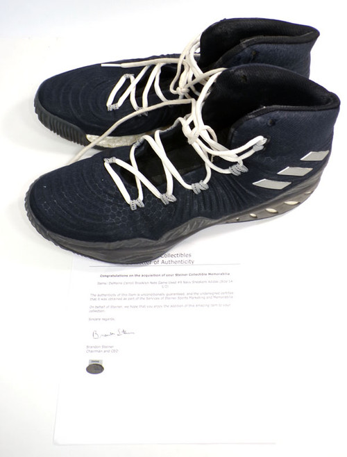 2018 Demarre Carroll Brooklyn Nets Game-Used #9 Navy Adidas Shoes - Size 14.5