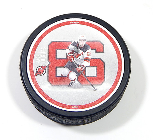 New Jersey Devils Jack Hughes NHLPA Official Souvenir Hockey Puck