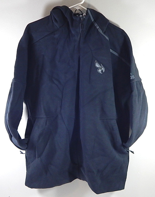 Charlotte Hornets Adidas Team Issued Full Zip Up Hoodie Sweatshirt Black 2XL +2"