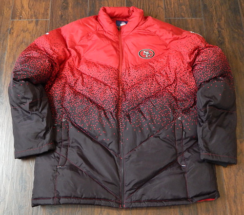 San Francisco 49'ers Reebok Onfield NFL Puffy Winter Coat Mens Black Red 3XL
