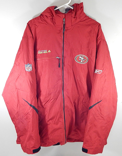 San Francisco 49'ers Reebok System Control NFL Hooded Coat Jacket Red XXL