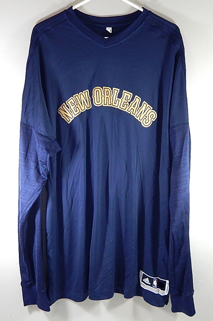 New Orleans Pelicans Adidas Climalite Team Issued LS Warm Up Shirt Navy 4XL +2"