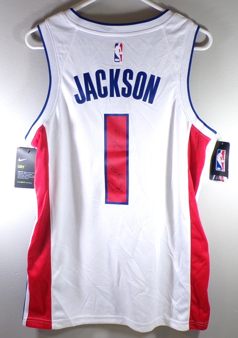 Reggie Jackson Signed Detroit Pistons Nike Basketball Jersey Wht Auto Autograph