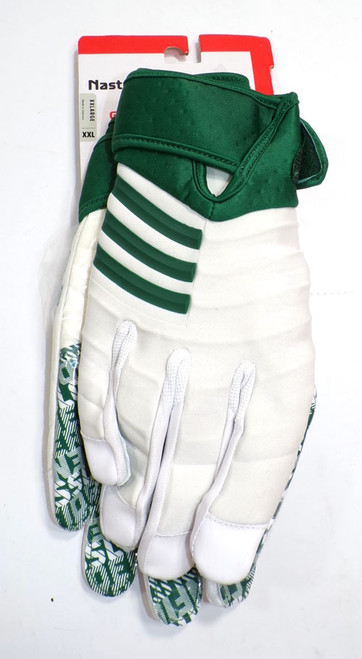 Miami U adidas NastyFAST Moments White/FORGreen Leather Football Gloves 2XL