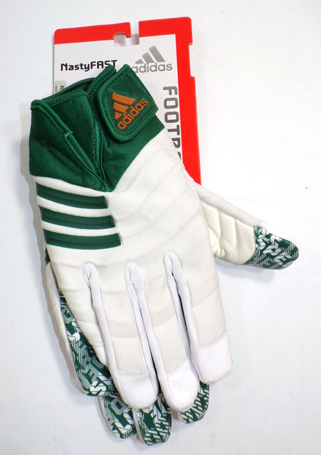 Miami U adidas NastyFAST Moments White/FORGreen Leather Football Gloves XL