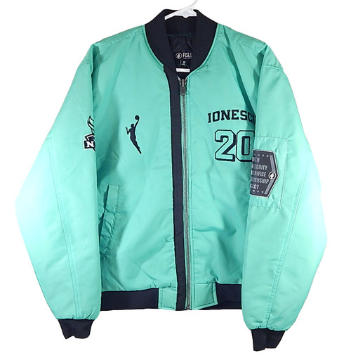 Sabrina Ionescu New York Liberty FISLL Bomber Flight Jacket Coat Teal New Medium