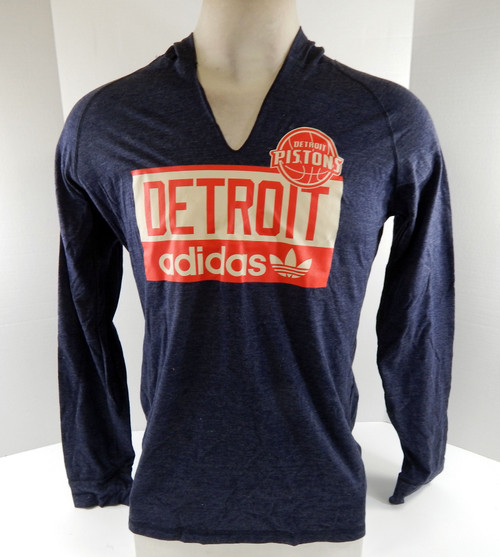 2014-15 Ladies Detroit Pistons Authentic Navy Hoodie T-Shirt Adidas NWT XL 94S
