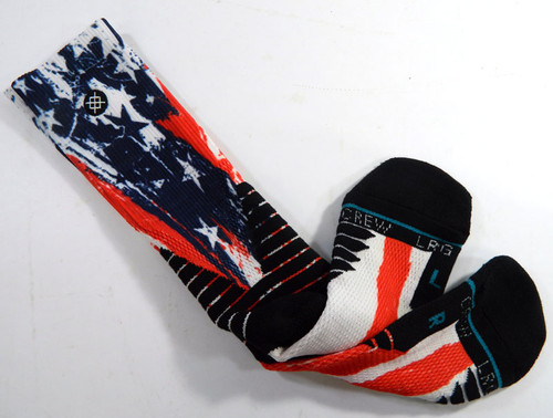 1-Pair Charlotte Hornets NBA Player Issued RWB Socks Hoops For Troops Crew L New