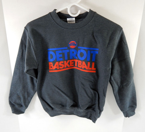 Youth Detroit Pistons Authentic Grey Crewneck Sweatshirt Gildan NWT S 82S