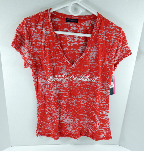 Ladies Detroit Pistons Red Cloudy T-Shirt Basketball Simply Sporty NWT M 85S