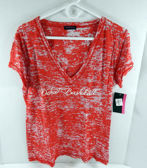 Ladies Detroit Pistons Red Cloudy T-Shirt Basketball Simply Sporty NWT XL 87S