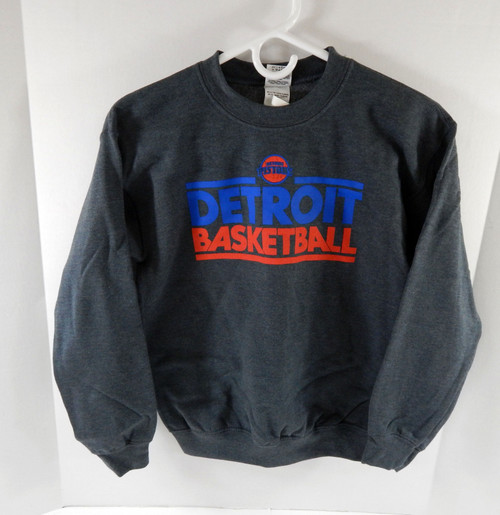 Youth Detroit Pistons Authentic Grey Crewneck Sweatshirt Gildan NWT M 83S