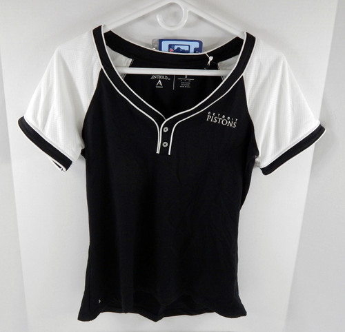 Ladies Detroit Pistons Authentic Black Closer Top Shirt Antigua NWT S 374S