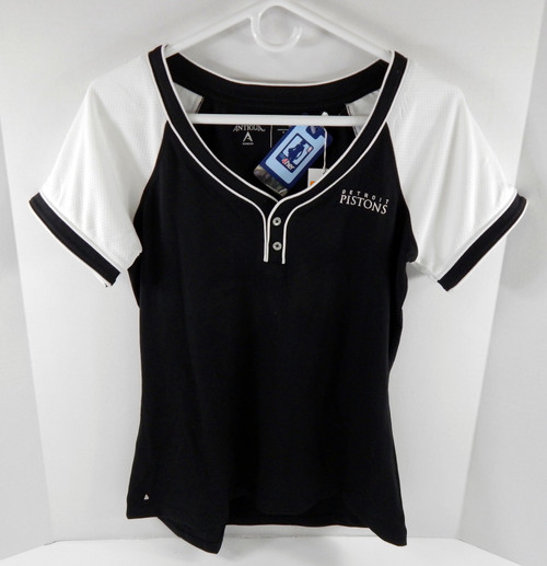 Ladies Detroit Pistons Authentic Black Closer Top Shirt Antigua NWT M 375S