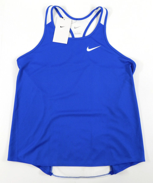 Womens Nike Dri-Fit Racerback Running Tank (Med) Blue/White Lightweight Mesh NWT