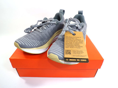 W Nike Reactx Infinity Run 4TB Cool Grey/White-Vegas Gold Shoes Women's Size 5.5