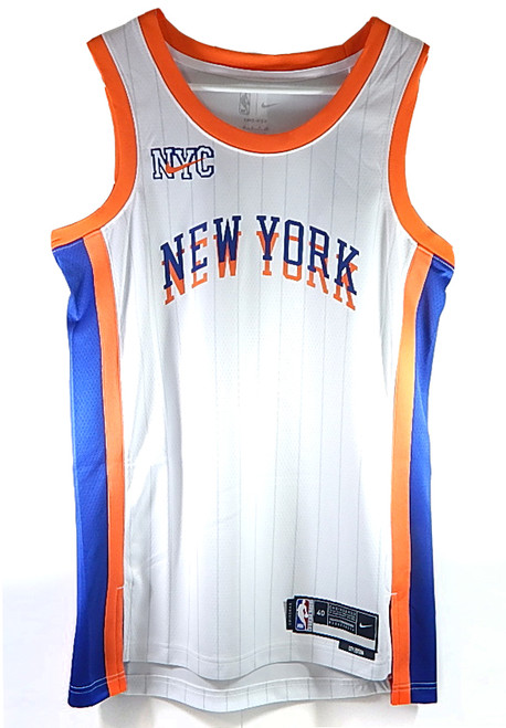 New York Knicks Nike Swingman City Edition Basketball Jersey White Pinstripe 60