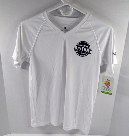 Ladies Detroit Pistons Authentic White V-Neck Shirt Drifit Holloway NWT S 369S
