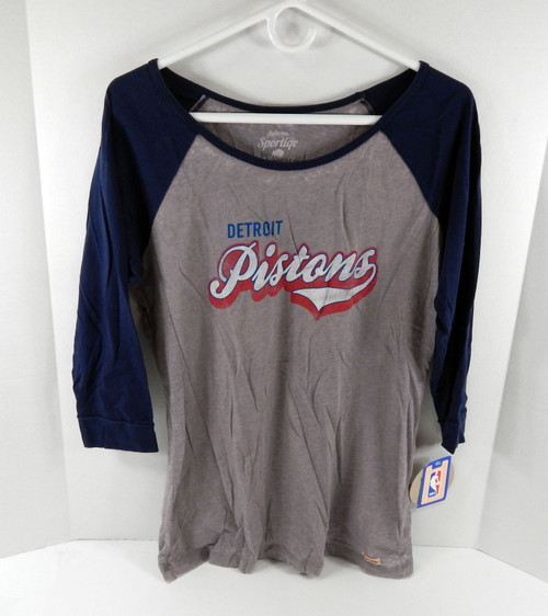 Ladies Detroit Pistons Authentic Navy Baseball Shirt Comfy Sportiqe NWT L 23S