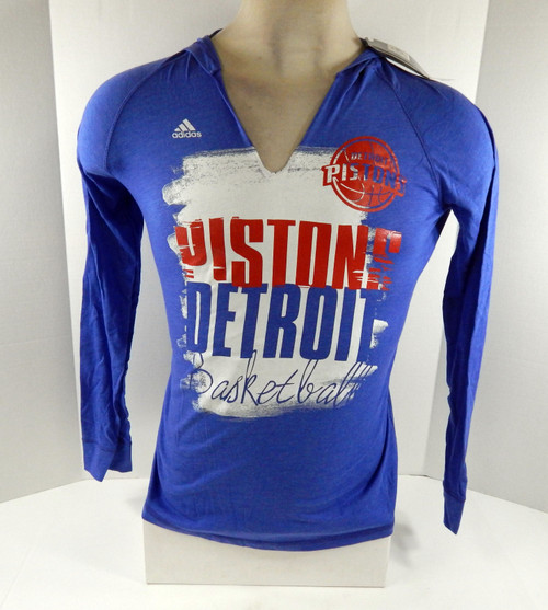 2013 Ladies Detroit Pistons Auth Blue Hooded Shirt Basketball Adidas NWT S 5S