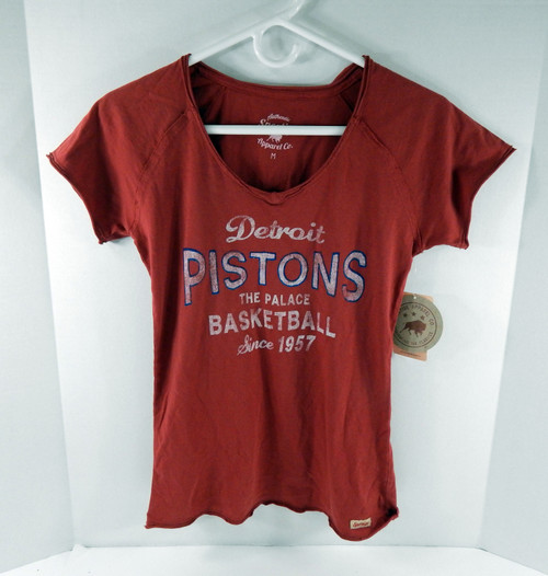 Ladies Detroit Pistons Authentic Red Boatneck Shirt The Palace Sportiqe NWT M 2S