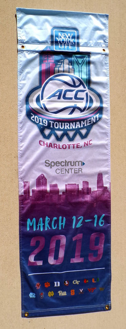 Event-Used 2019 ACC Men's Basketball Tournament Banner - Size 36" X 96"