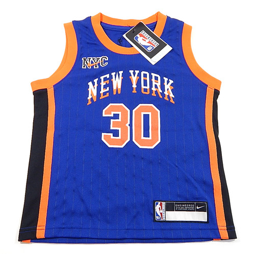 Julius Randle New York Knicks #30 Nike Basketball Jersey Blue Pinstripe Youth L