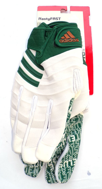 Miami U adidas NastyFAST Moments White/FORGreen Leather Football Gloves 4XL