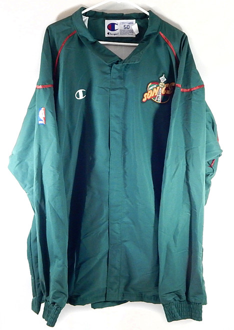 Seattle Super Sonics Champion Team Issued Vintage Warm Up Jacket Green 56