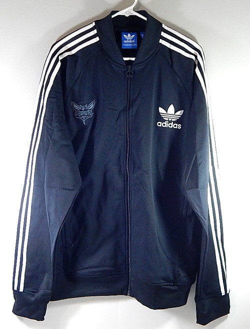 Charlotte Hornets Adidas 3 Stripe Team Issued Warm Up Jacket Black 2XL