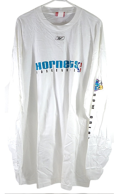 New Orleans Hornets Basketball Reebok Team Issued Long Sleeve Shirt White LT