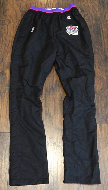 1995-96 Toronto Raptors Champion Team Issued Warm Up Pants Vintage Black 34