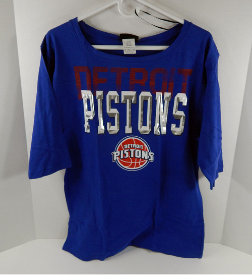 Ladies Detroit Pistons Auth Blue Shirt Football 5th & Ocean NWT M 28S