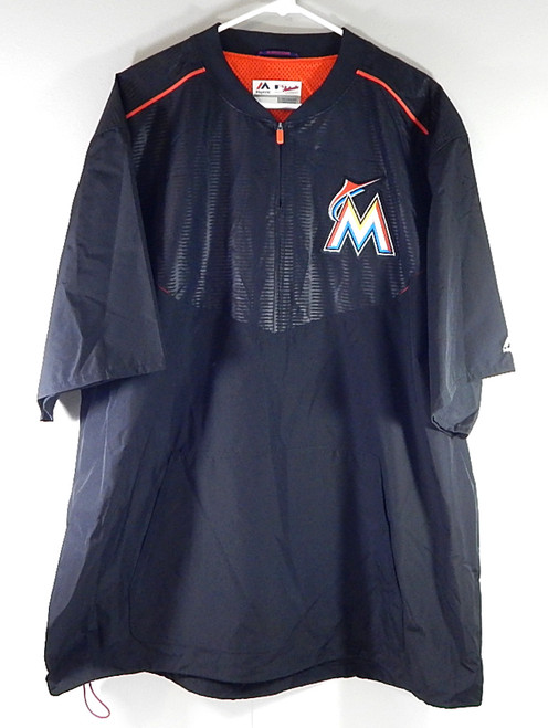 Miami Marlins Majestic Cool Base Team Issued 1/2 Zip Windbreaker Shirt Black 2XL