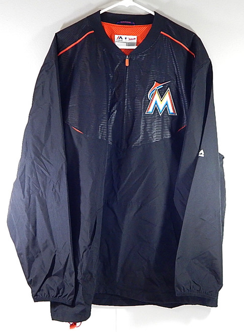 Miami Marlins Majestic Cool Base Team Issued 1/2 Zip LS Windbreaker Black 2XL