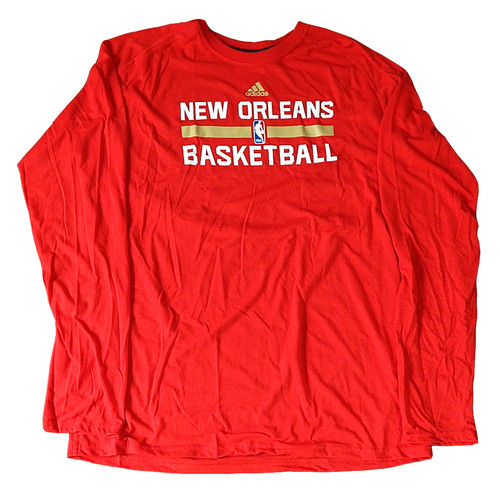 New Orleans Pelicans Adidas Climalite Ultimate Tee LS Shirt Red Adult 3XL Tall