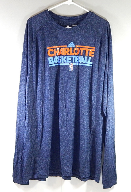 Charlotte Bobcats Adidas Climalite Team Issued LS Shirt Heather Blue 2XL Tall