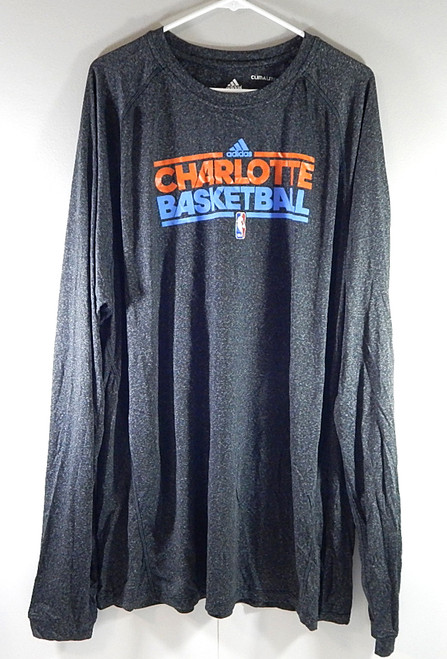 Charlotte Bobcats Adidas Climalite Team Issued LS Shirt Dark Gray 2XL Tall