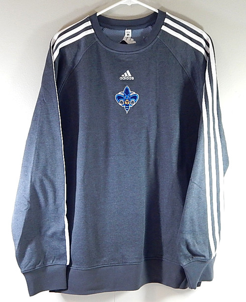 New Orleans Hornets Adidas 3 Stripe Team Issued Crewneck Sweatshirt Gray XL