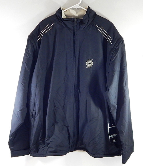 Portland Trail Blazers Adidas Team Issued Fleece Windbreaker Jacket Black 2XL
