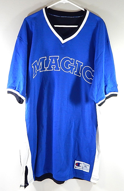 Orlando Magic Champion Team Issued Short Sleeve Vintage Warm Up Shirt Blue XL